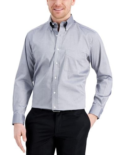 Club Room Regular Fit Cotton Yarn-dyed Pinpoint Dress Shirt, Created For Macy's - Blue