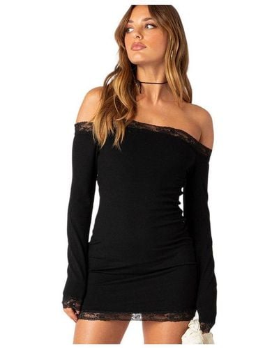 Edikted Diora Off Shoulder Mini Dress - Black