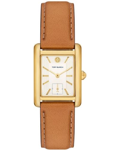 Tory Burch The Eleanor Goldtone Stainless Steel & Leather Strap Watch/25mm X 34mm - White
