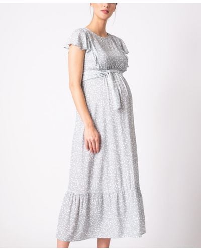 Seraphine Maternity Nursing Midi Dress - White