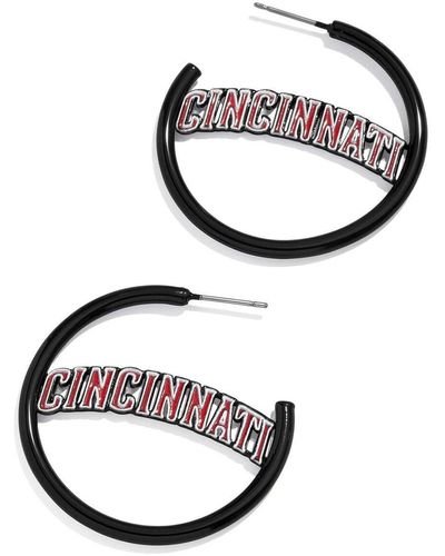 BaubleBar Cincinnati Reds Enamel Hoop Earrings - Black
