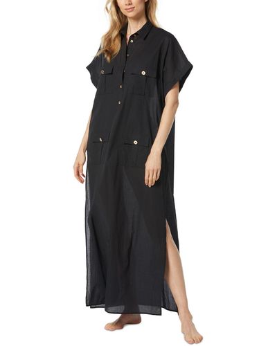 Michael Kors Michael Cotton High-slit Utility Cover-up Dress - Black