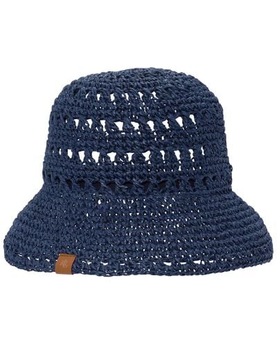 Lauren by Ralph Lauren Paper Straw Crochet Bucket Hat - Blue