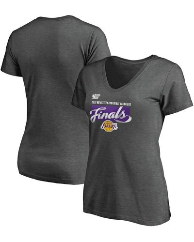 Fanatics Los Angeles Lakers 2020 Western Conference Champions Locker Room Plus Size V-neck T-shirt - Gray