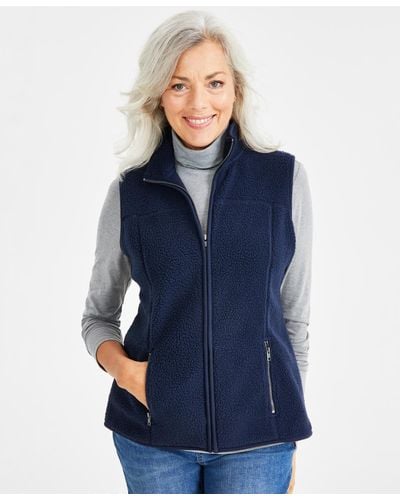 Style & Co. Polar Fleece Zip-front Sleeveless Vest - Blue