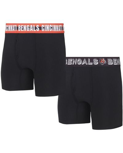 Concepts Sport Cincinnati Bengals Gauge Knit Boxer Brief Two-pack - Black