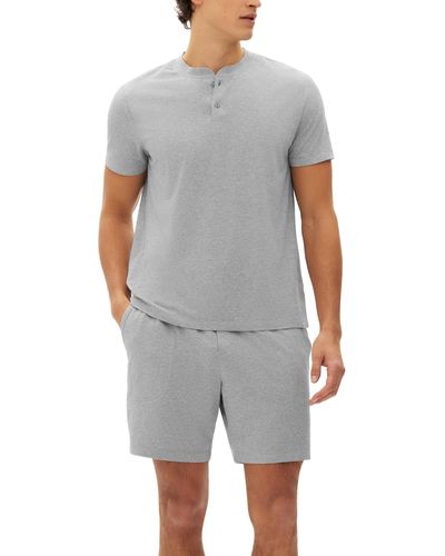 Gap 2-pc. Heathered Henley Shirt & Shorts Pajama Set - Gray
