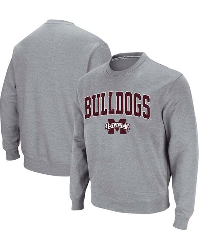 Colosseum Athletics Mississippi State Bulldogs Arch Logo Tackle Twill Pullover Sweatshirt - Gray