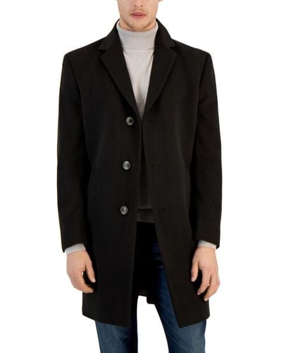 Nautica Regular-fit Camber Wool-blend Overcoat - Black