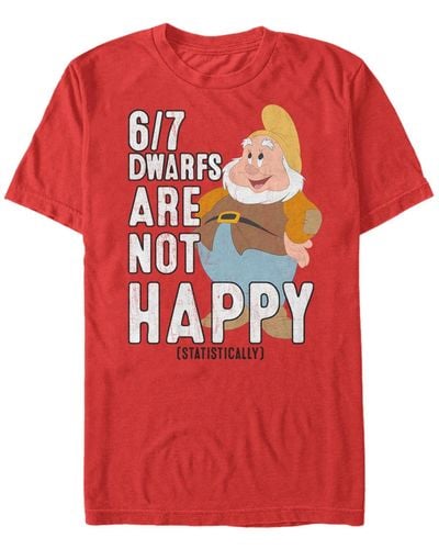 Fifth Sun Disney Snow White Statistically 6/7 Dwarfs Are Unhappy Short Sleeve T-shirt - Red