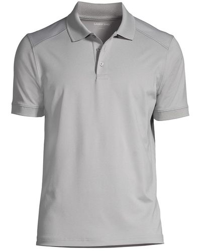 Lands' End Short Sleeve Rapid Dry Active Polo Shirt - Gray