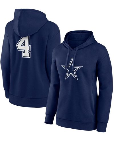 Fanatics Dak Prescott Dallas Cowboys Player Icon Name And Number V-neck Pullover Hoodie - Blue