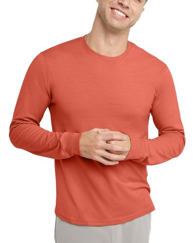 Hanes Originals Cotton Long Sleeve T-shirt - Red