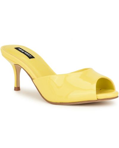 Nine West Luvlie Open Toe Kitten Heel Dress Sandals - Yellow