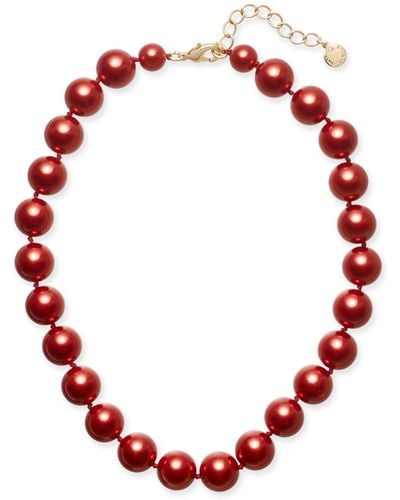 Charter Club Imitation 14mm Pearl Collar Necklace - Red