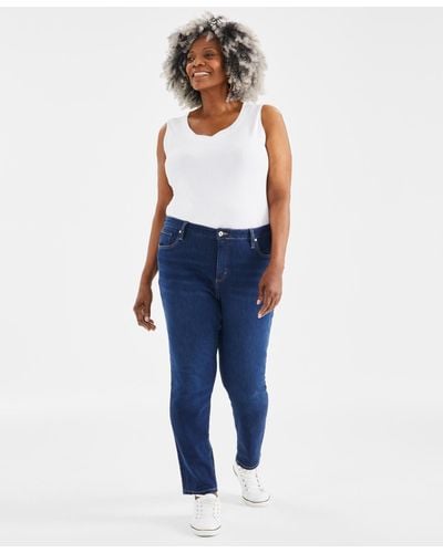 Style & Co. Plus Size Mid-rise Slim Leg Jeans - Blue