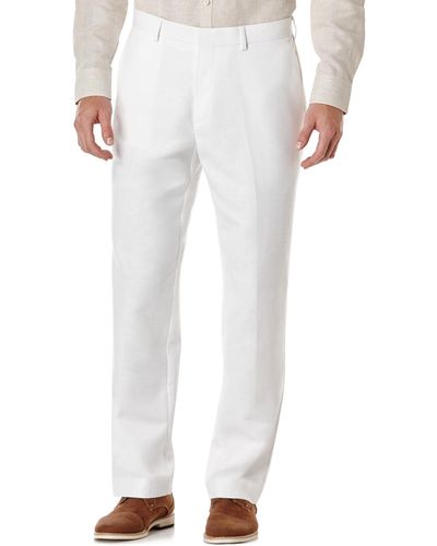 Cubavera Linen Blend Flat Front Pant - White