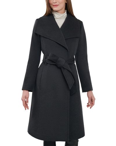 Anne Klein Cashmere Blend Belted Wrap Coat - Black