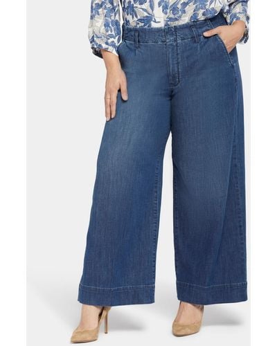 NYDJ Plus Size High Rise Mona Wide Leg Trouser Jeans - Blue