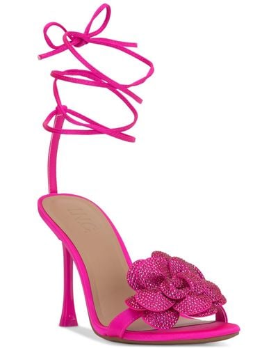 INC International Concepts Nascha Lace-up Flower Sandals - Pink