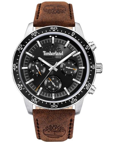 Timberland Quartz Genuine Leather Strap Watch - Black