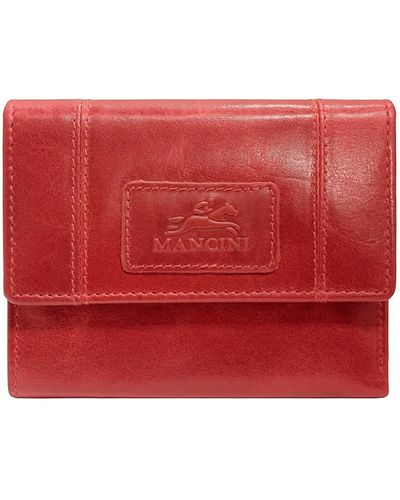Mancini Casablanca Collection Rfid Secure Ladies Small Clutch Wallet - Red