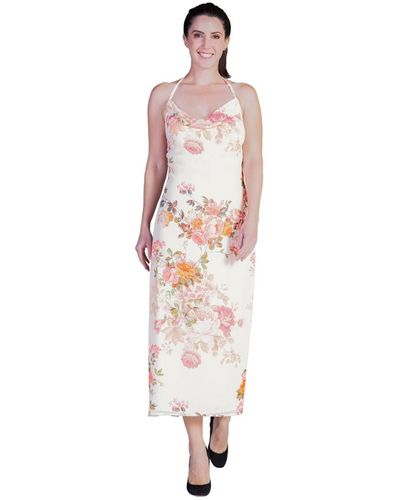 Standards & Practices Floral Print Cowl Neck Backless Maxi Dress - Pink