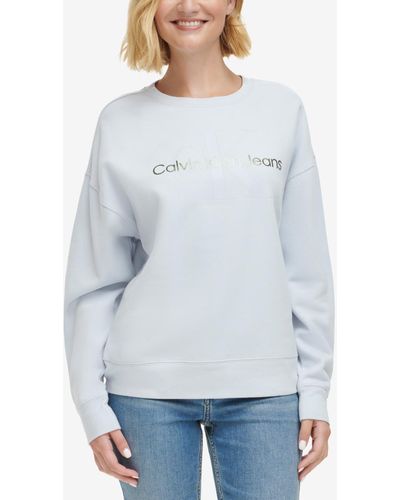 Calvin Klein West Village Foiled Logo-print Sweatshirt - Blue