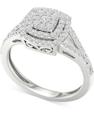 Macy's Diamond Cluster Double Halo Engagement Ring (1/2 Ct. T.w. - White