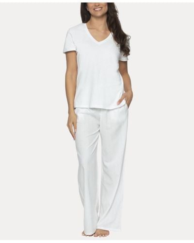 Felina Mirielle 2 Pc. Short Sleeve Pajama Set - White
