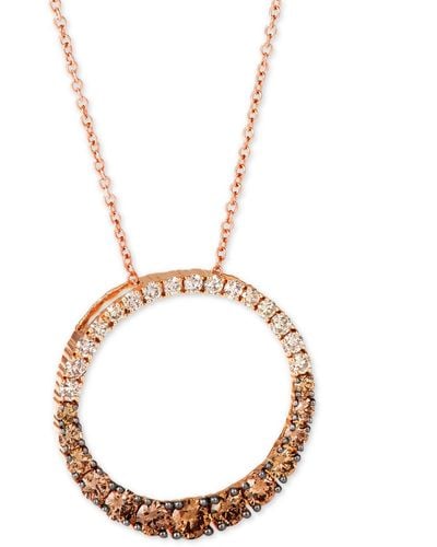 Le Vian Chocolate Diamond Ombre Circle 18" Adjustable Pendant Necklace (1-1/5 Ct. T.w. - Metallic