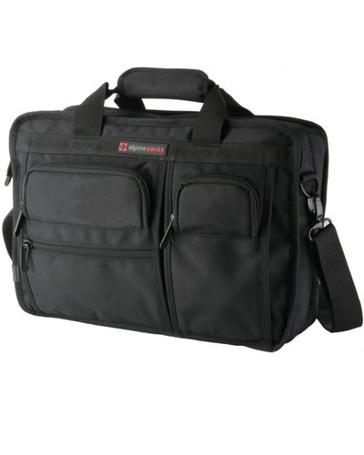 Alpine Swiss Conrad Messenger Bag 15.6 Inch Laptop Briefcase - Black