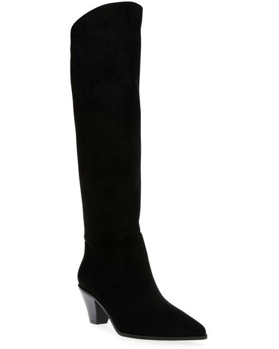 Anne Klein Ware Pointed Toe Knee High Boots - Black