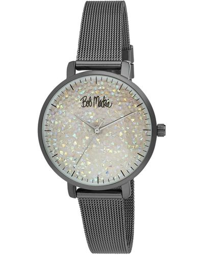Bob Mackie Alloy Bracelet Glitter Dial Mesh Watch - Black