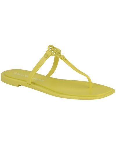 Calvin Klein Edhen Open-toe Jelly Thong Sandals - Yellow