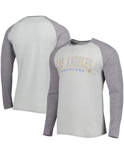 Concepts Sport Heather Los Angeles Chargers Ledger Raglan Long Sleeve Henley T-shirt - Gray