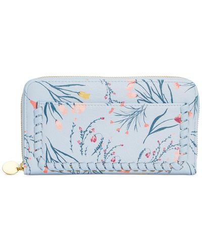 Style & Co. Whip-stitch Printed Zip Wallet - Blue