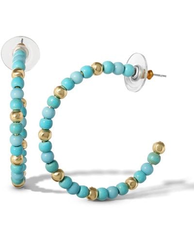 Jessica Simpson Turquoise Bead Hoop Earrings - Blue