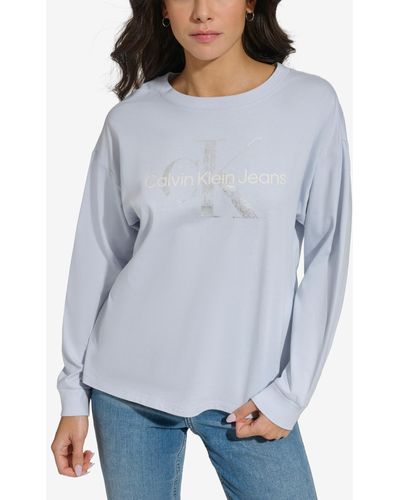 Calvin Klein Monogram Logo Long-sleeve T-shirt - Gray