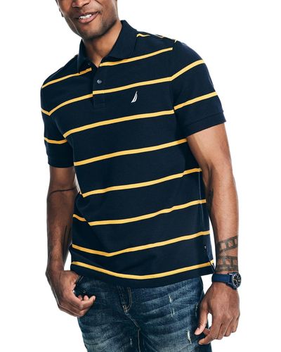 Nautica Classic-fit Striped Performance Deck Polo - Blue