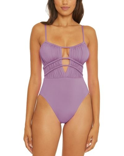 Becca Color Code Cutout One-piece Swimsuit - Purple