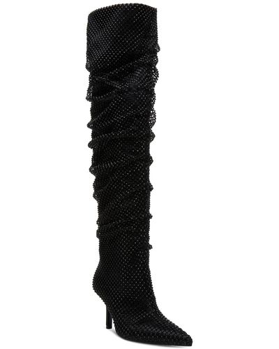 Madden Girl Sasha Fishnet Slouch Over-the-knee Boots - Black