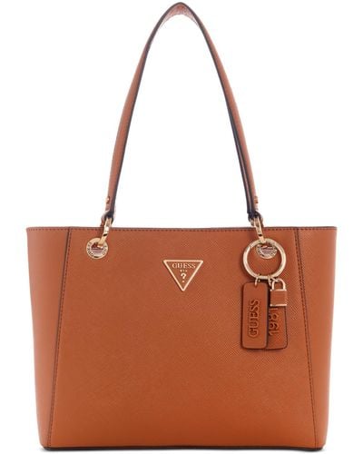 Guess Noelle Small Double Compartment Top Zip Tote Bag - Brown