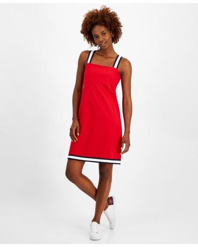 Tommy Hilfiger Striped-strap French Terry Sneaker Dress - Red