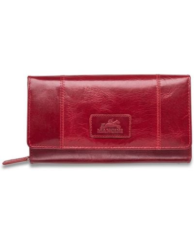 Mancini Casablanca Collection Rfid Secure Ladies Clutch Wallet - Red