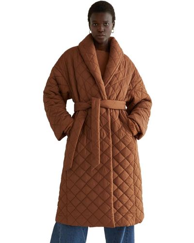 Crescent Adeline Quilted Puffer Wrap Coat - Brown