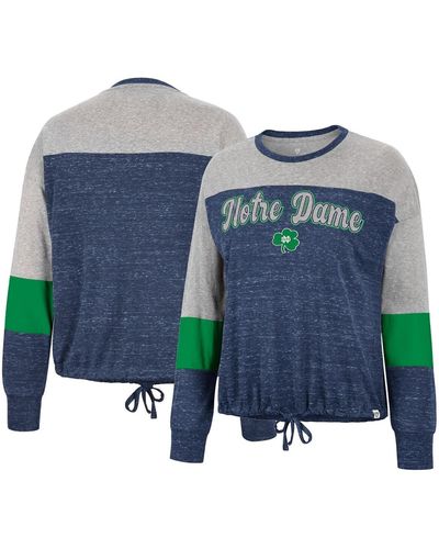 Colosseum Athletics Notre Dame Fighting Irish Joanna Tie Front Long Sleeve T-shirt - Blue