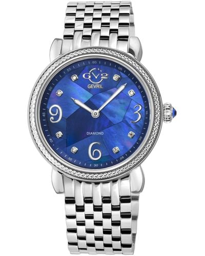 Gevril Ravenna Swiss Quartz -tone Stainless Steel Watch 37mm - Blue
