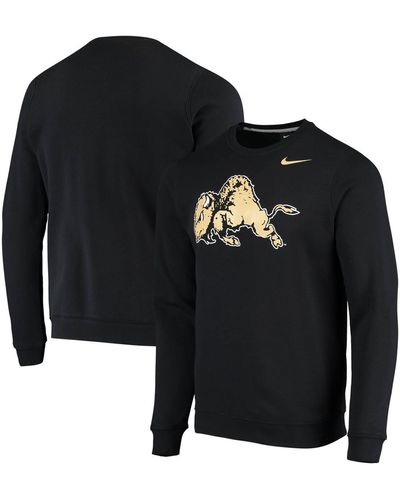 Nike Distressed Colorado Buffaloes Vintage-like School Logo Pullover Sweatshirt - Black