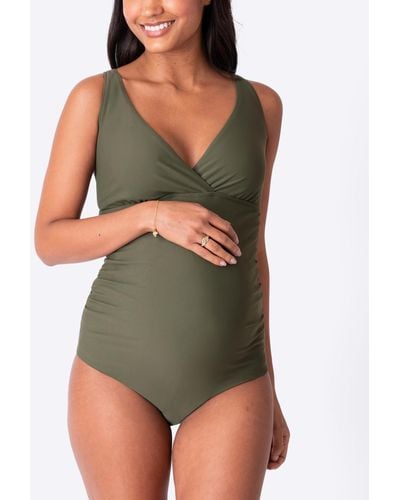 Seraphine Nautical Tie Back Maternity Swimsuit - Green